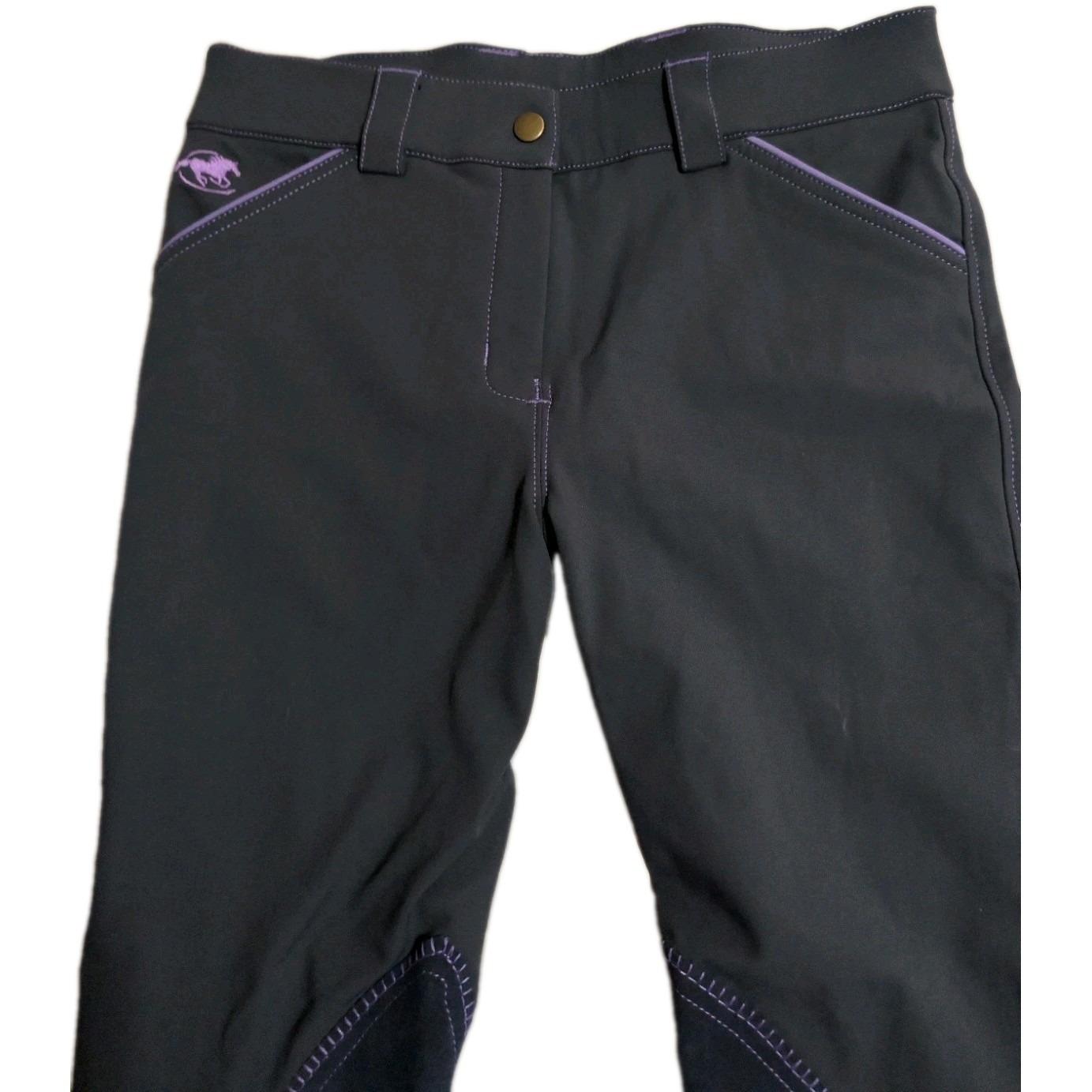 Piper Smartpak Girls 14 Riding Breeches Navy Purple Knee Patch Equestrian Pants — image 4 of 8